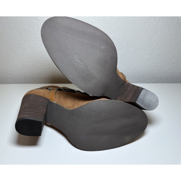 Very Volatile La Taiya Tan Suede‎ Whiskey Western Heeled Booties SIZE 7 NEW - Picture 9 of 10